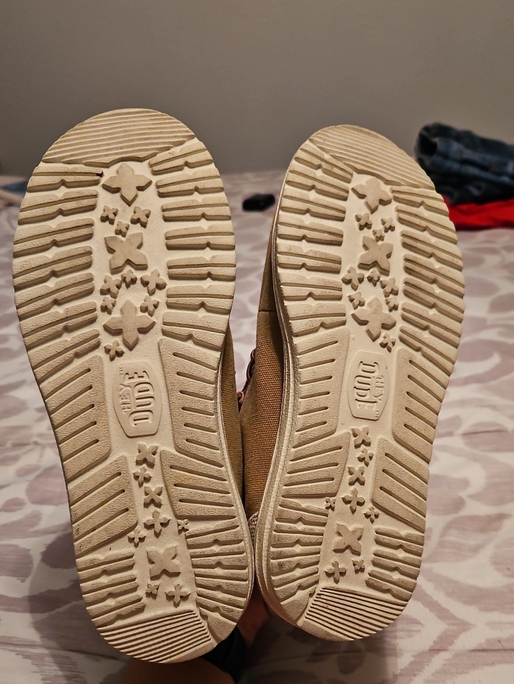 Hey Dude Men's Tan Canvas Slip-On Loafers with Cream Collar - Picture 5 of 6
